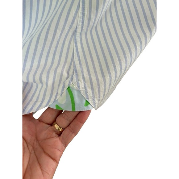 Lilly Pulitzer Long Tunic Button Down Blouse Women's Lg 100% Cotton Blue Stripe - Picture 5 of 14